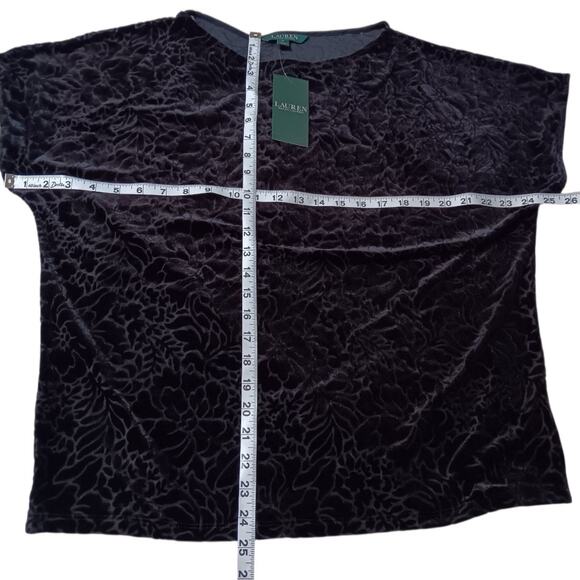 NEW RALPH LAUREN Velvet Burnout Top Blouse Loose Medium Dressy Career Layer Goth - Picture 4 of 8